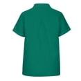 thumbnail image 5 of Meichang Womens Cotton Linen Button Down Shirts Short Sleeve Tshirts Collared Tops Plus Size Solid Basic T Shirts with Pocket, 5 of 5
