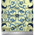 thumbnail image 1 of Soimoi polyester Crepe Fabric Swirl & Ogee Damask Print Fabric by Yard 52 Inch Wide, 1 of 1
