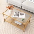 thumbnail image 4 of Costway 2-Tier Coffee Table with Shelf with Tempered Glass Top & Metal Frame Living Room, 4 of 10