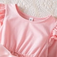 thumbnail image 4 of Teen Dresses Long Sleeve Wave Point Prints Ruffles Bowknot Mesh Clothes Flower Girl Dress Pink 5-6 Years, 4 of 4