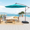 thumbnail image 4 of Costway Patio 10FT Hanging Offset Umbrella 32 LED Lights Sand Bag Outdoor Cross Base Turquoise, 4 of 10