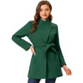 thumbnail image 1 of INSPIRE CHIC Manteau Long Classique pour Femme à Col Montant, Manches Longues, d'Hiver, Ceinturé, S Vert, 1 of 1