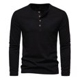 thumbnail image 1 of KIHOUT Chandails Molletonnés Hommes Décontracté Chandail à Enfiler Manches Longues Col Rond T-Shirt Hauts Blouse BK/L2, 1 of 5