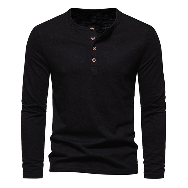 KIHOUT Chandails Molletonnés Hommes Décontracté Chandail à Enfiler Manches Longues Col Rond T-Shirt Hauts Blouse BK/L2