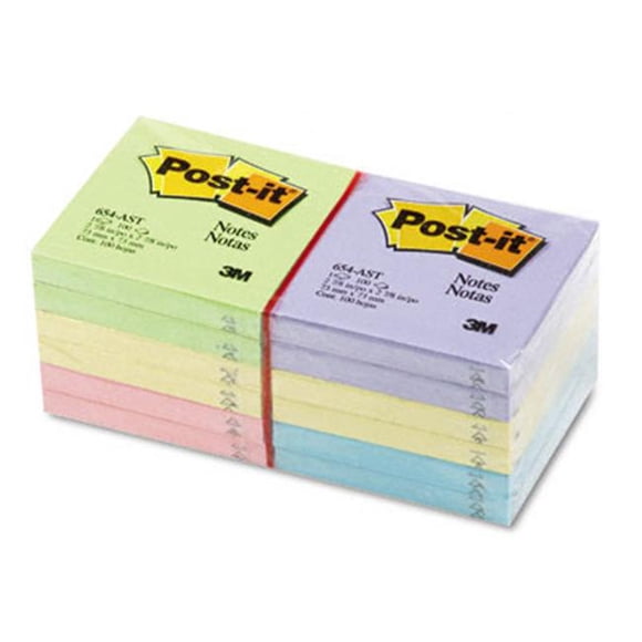 Sticky note Notes 3 x 3- Five Pastel Colors- 12 100-Sheet Pads/Pack