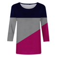 thumbnail image 5 of FAIWAD Women's 3/4 Sleeve Tunic Tops Round Neck Color Block Basic Loose Tops Casual Trendy Spring Summer Tops, 5 of 5