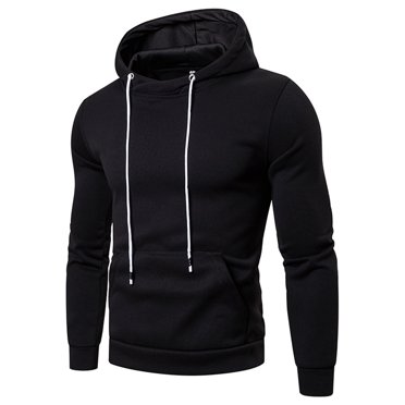 Black Mens Hoodies Sweater Solid Color Loose Large Size Hooded Sweater Top Mens Hoodies Size XXL