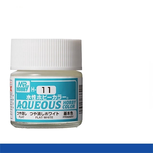 Mr. Hobby Aqueous H11 Flat White Acrylic Paint 10ml for Scale Models & Miniatures