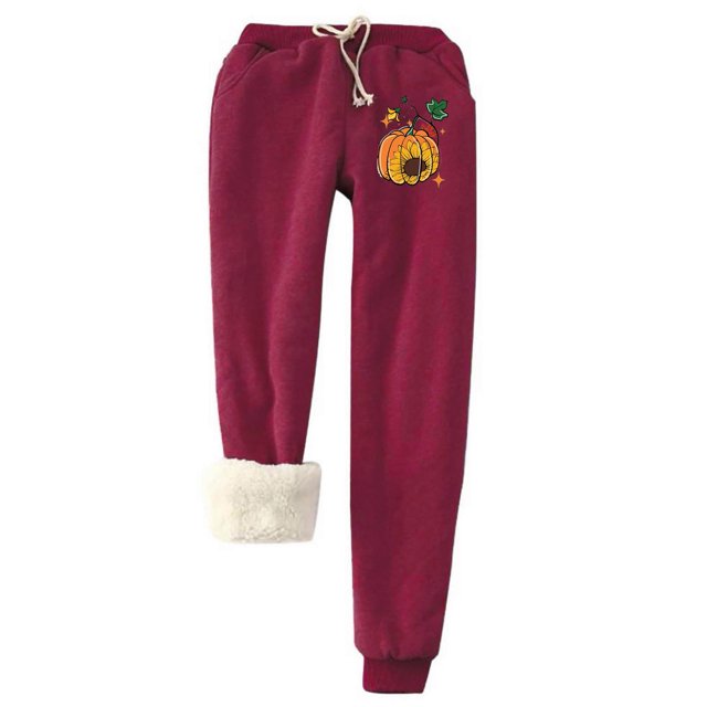 Womens' Warm Legging Tummy Control Printed Leggings With Elastic Drawstring Pockets And Thick Insulation Pants On Clearance