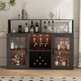 thumbnail image 1 of LED Wine Cabinet, Bar Cabinets with Power Outlets, Coffee Bar Cabinet Liquor Cabinet with Wine Racks for Glasses, Vintage Buffet Cabinet for Dining Kitchen, 1 of 7