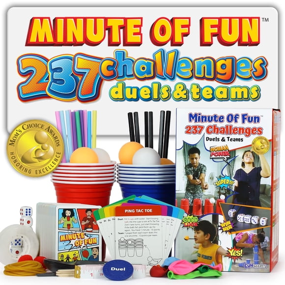 Funwares Minute Of Fun Party Game - Amazing 237 Minute To Win It Games Fun Games For Family Game Night Activities For Teens For Gifts Home School Events Travel 2-12 Players Easy Set Up!