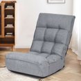 thumbnail image 4 of Costway 4-Position Floor Chair Folding Lazy Sofa w/Adjustable Backrest& Headrest Gray, 4 of 10