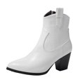 thumbnail image 1 of XZNGL Womens Plus Size Fashion Stone Grain Point Toe Thick Heel Boots Zipper Booties, 1 of 9