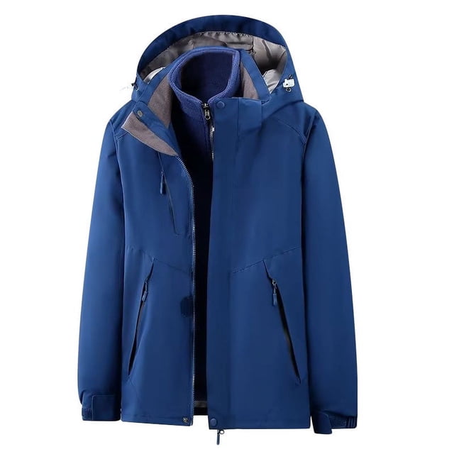 LSLJS Women's Men Winter Hooded Softshell Windproof Soft Coat Long Sleeve Jacket( Navy, XXXL)