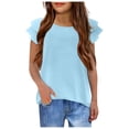 thumbnail image 1 of Kcodviy T-Shirts pour Filles T-Shirts Raglan Ondulés pour Filles Manches Été Col Rond T-Shirts 5T pour Filles Hauts à Manches Courtes Décontractés T-Shirt Fillette 2T T-Shirt Uni T-Shirts pour Filles, 1 of 8