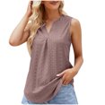 thumbnail image 1 of Timegard Womens Tank Tops Eyelet V Neck Ruched Tunic Tops Summer Beach Dressy Casual Solid Color Tee, 1 of 7