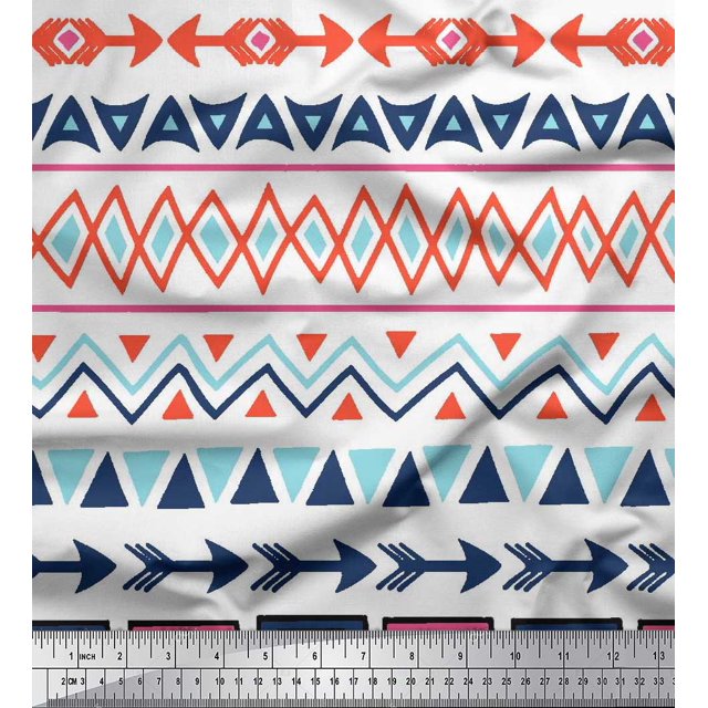 Soimoi Modal Satin Fabric Geometric African Decor Fabric Printed Yard 42 Inch Wide