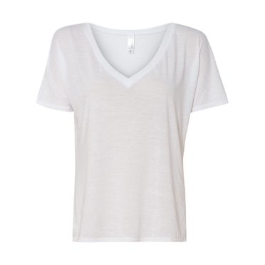 BELLA 8815 BELLA+CANVAS T-Shirt Basique Fluide à Col en V pour Femmes 8815, L, Blanc