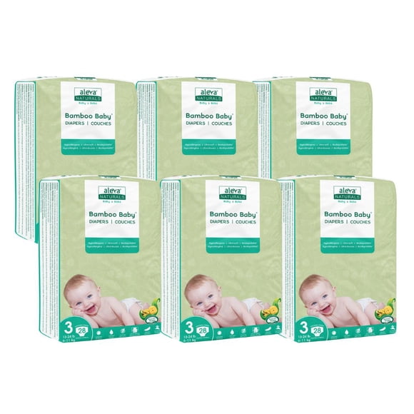 Aleva Naturals® Couches Bamboo Baby, paq. économique (Taille 3) - 168 format