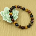 thumbnail image 3 of Natural AA Grade Multicolor Tiger Eye Gemstone 8mm Round Beads Elastic Bracelet 7 Inch, 3 of 5