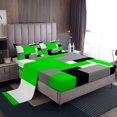 thumbnail image 1 of Erosebridal Chic Abstract Bed Sheets Set Twin Size, Green Bed Sheets Twin, Rectangle Geometry Decor 3 Pieces, 1 of 7