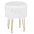 thumbnail image 1 of Gymax Faux Fur Vanity Chair Makeup Stool Furry Padded Seat Round Ottoman White, 1 of 10