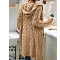 thumbnail image 4 of Women Hooded Open Front Cardigan Cable Knit Sweaters Solid Chunky Long Sweater Coats with Pockets, 4 of 5
