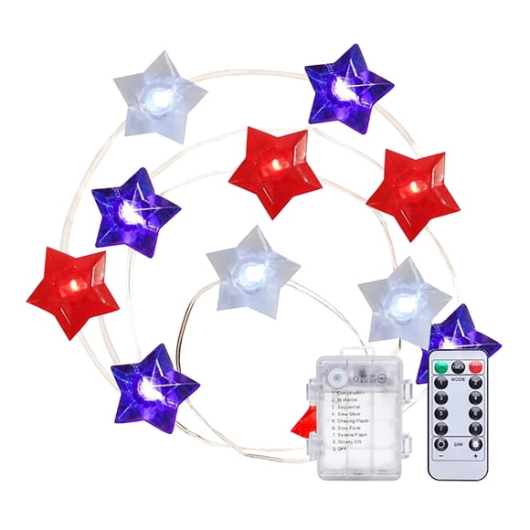 Red White and Blue Lights Remote Control String Plug in Indoor Outdoor String Lights, Ideal for Any Patriotic Decorations & Independence Day Decorations, 9.84 F