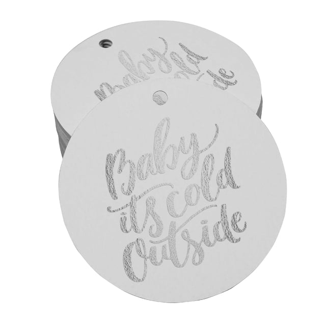 Inkdotpot Real Silver Foil Baby It's Cold Outside Baby Shower Tags Favor Hang Paper Tags 50 Pieces