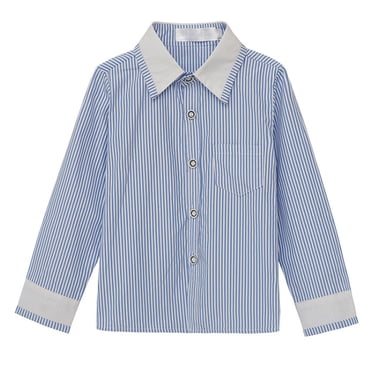 LSLJS Longues Chemise Habillée à Manches pour Garçons, Chemise Boutonnée pour Enfants Haut Décontracté Chemise à Col Rabattu Cadeaux pour Enfants