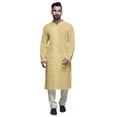 thumbnail image 1 of Atasi Designer Kurta Pajama For Men Printed Angrakha Style Casual Summer Clothing, 1 of 5