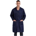 thumbnail image 2 of Rswnyirn Adult Wear Resistent Dustproof Lab Coat Notched Lapel Button Up Long Coat Workshop Uniform Navy Blue 175, 2 of 7