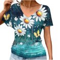 thumbnail image 1 of Weiqiqre Womens T Shirts Short Sleeve Shirts V Neck Blouse Ruched Business Casual Basic Tunic Tops, 1 of 6