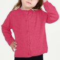 thumbnail image 2 of Fall Saving! HVOBTTY Girls Long Sleeve Open Front Cardigan, Girls Crewneck Cardigan Solid Long Sleeve Button Sweater Uniform Sweaters for Little Girls Hot Pink, 6 Years, 2 of 5