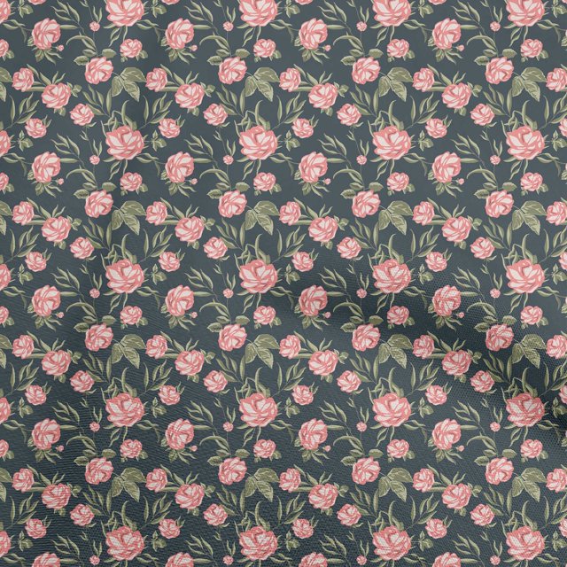oneOone Tissu Popeline de Coton Bleu Matériel de Robe Florale Tissu Imprimé Tissu au Mètre 42 Pouces de Large