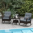 thumbnail image 1 of Gymax 3PCS Outdoor Rocking Set Rattan Rocker Chairs w/ Tempered Glass Coffee Table Wicker Rocker Set Grey, 1 of 10