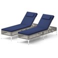 thumbnail image 1 of Gymax Set Of 2 Patio Chaise Lounge Chair w/6-Level Adjustable Backrest Removable Cushion, 1 of 6