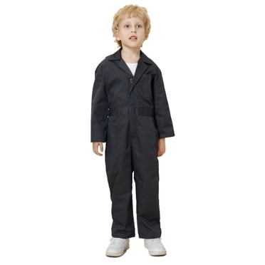 TOPTIE Combinaison pour Garçons, Costume de Mécanicien de Noël et d'Halloween, Combinaison de Vol, Combinaison de Mécanicien-Noir-11/12a