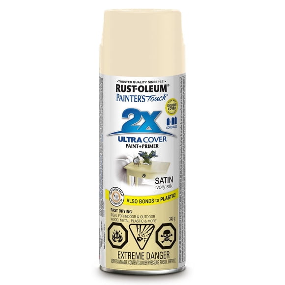 Rust-Oleum Painter's Touch 2X Ultra Cover Multi-Purpose Paint And Primer in Gloss Cottage White, 340g Aerosol Spray Paint