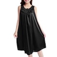 thumbnail image 1 of Kcodviy Robe Décontractée Unie pour Femmes en Coton, Nuisette Sans Manches à Col Rond en Dentelle, Chemises de Nuit Surdimensionnées pour Femmes, Robe à Empiècements, Chandail Ample à Boutons devant, Robe de Nuit, 1 of 6