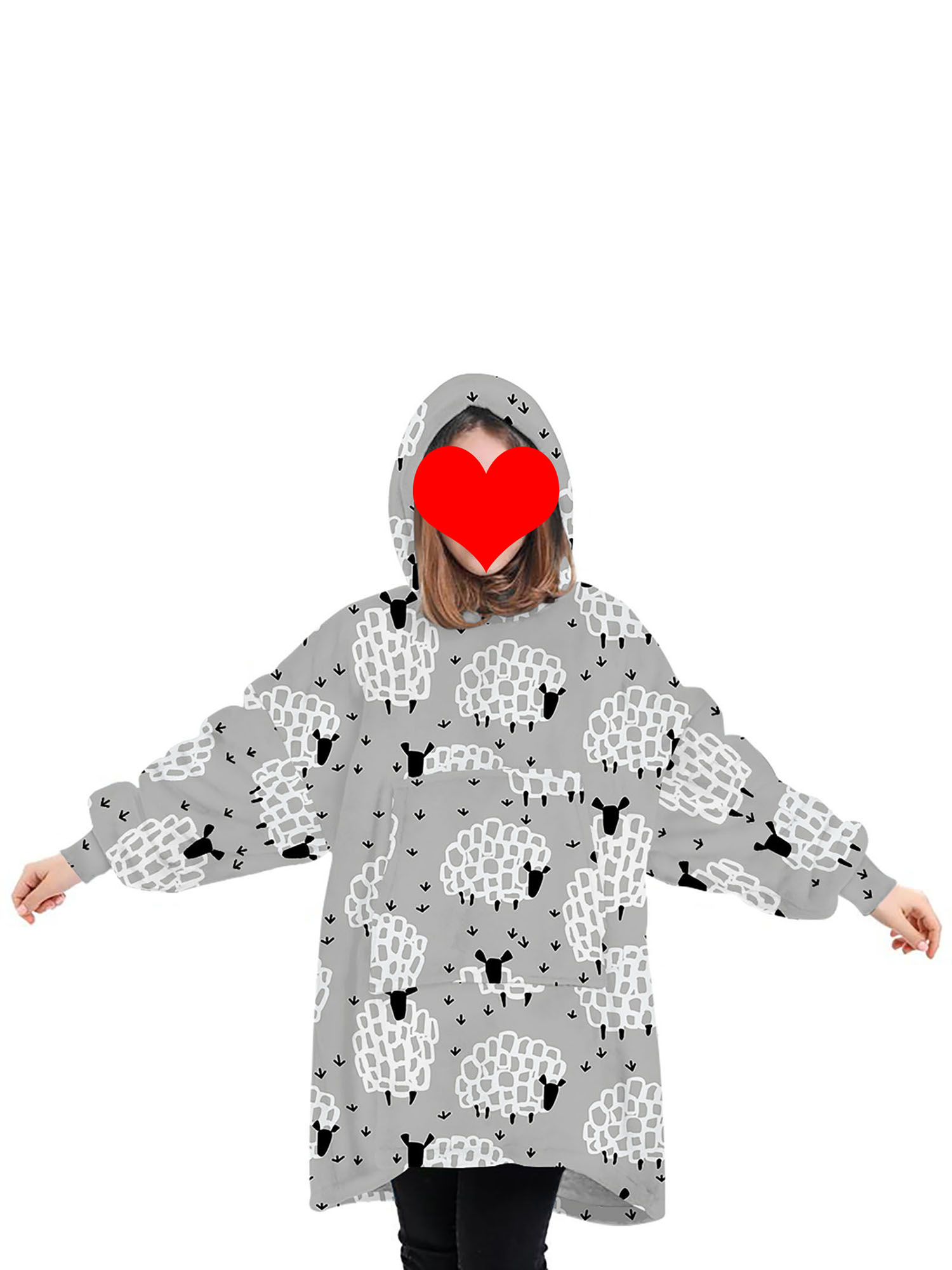 Fortune Matching Family Wearable Blanket Oversized Hoodies Pullover Christmas Pajama