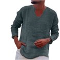 thumbnail image 1 of Yuyuzo Long Sleeve Shirts for Men Spring Fall Loose Casual V Neck Lightweight Solid Color Tee Tops, 1 of 6