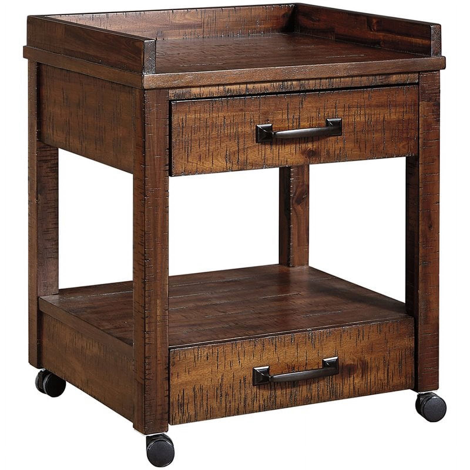 Ashley Furniture Baldridge 2 Drawer Mobile Printer Stand in Rustic Warm Brown