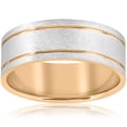 thumbnail image 1 of 14K Gold Two Tone Mens Comfort Fit 8mm Wedding Band, 1 of 2
