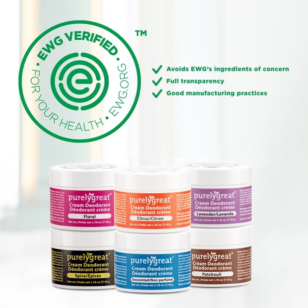 4 Pack - Purelygreat Natural Deodorant Cream - Citrus 50g Aluminum