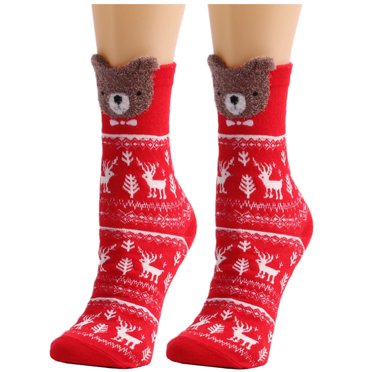 IROINID Clearance Crew Socks for Women Fun Socks Cute Christmas Vintage Printing Thicker Socks Long Sock Comfortable Socks