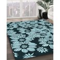 thumbnail image 3 of Ahgly Company Tapis d'Intérieur Lavable à la Machine, Carré, Transitionnel, Bleu Lagon Bleu, Tapis de Zone, 3 Pieds Carré, 3 of 7