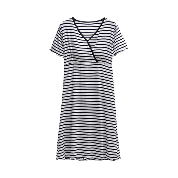 Tranfacy Robe de Maternité à Manches Courtes pour Femmes, Robe de Maternité Grande Taille, Robe de Maternité d'Allaitement à Imprimé à Manches Courtes, Col en V, Boutonnée, Robe d'Allaitement pour Femmes