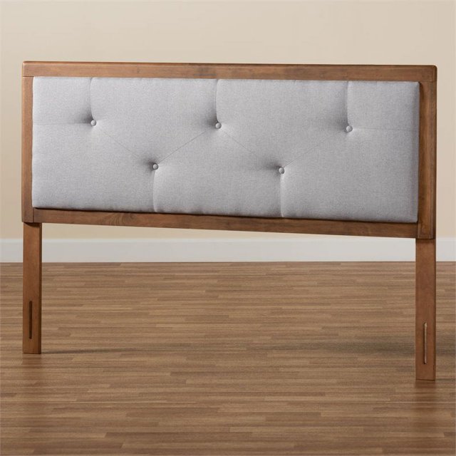 Baxton Studio Abner Light Gray and Brown Finished Wood Full Size Headboard