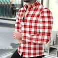 thumbnail image 1 of Timdgard Button down Shirts for Men Fall Plaid Lapel V Neck Long Sleeve Shirts Work Casual Tops, 1 of 8